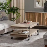 Mesa de centro con ruedas y madera, transformando tu espacio en lo que realmente esperas. Tu hogar