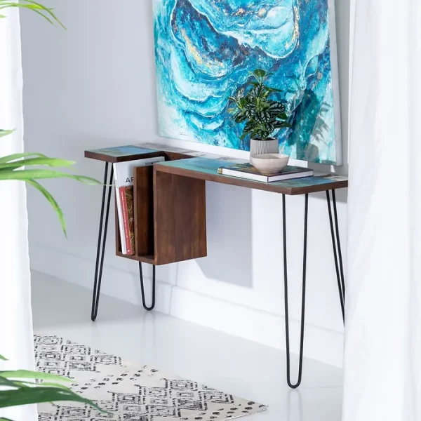 Mesa de Escritorio Marrón Azul Pata Metal - Imagen 10
