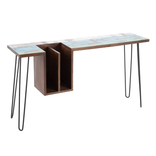 Mesa de Escritorio Marrón Azul Pata Metal