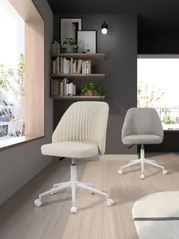 Silla de oficina ergonómica con ruedas, tapizada en textil resistente y confortable, diseñada para trabajar con comodidad y estilo en cualquier espacio de trabajo.