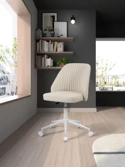 Silla de oficina ergonómica con ruedas, tapizada en textil resistente y confortable, diseñada para trabajar con comodidad y estilo en cualquier espacio de trabajo.