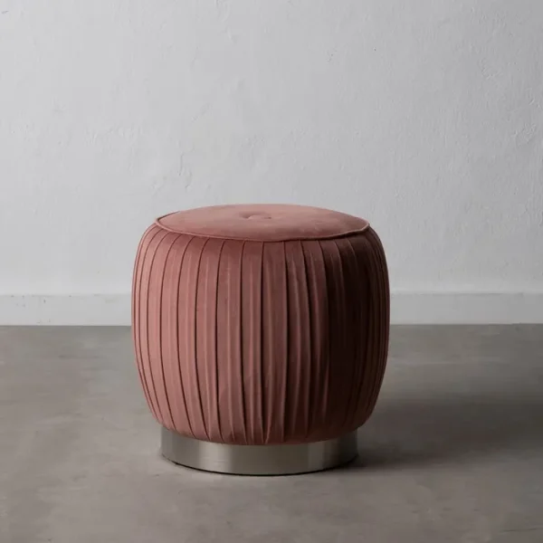 Puf Terciopelo Rosa Ovalado 43x43x42 cm - Imagen 3