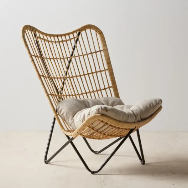 Sillón Natural Ratán y Metal Decoración - Imagen 2