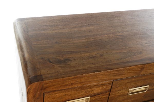 cómoda madera natural detalle dorado