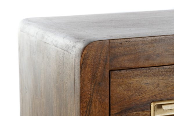 cómoda madera natural detalle dorado