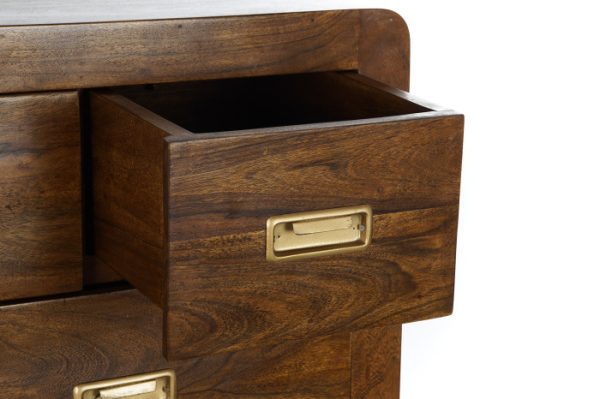 cómoda madera natural detalle dorado