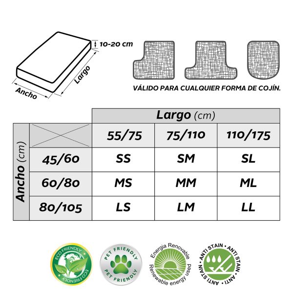 Medidas cojines asiento fundas