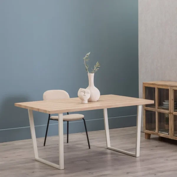 Mesa comedor rectangular pata recta metal