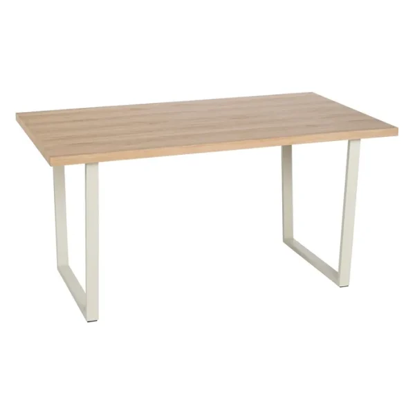 Mesa comedor rectangular pata recta metal crema