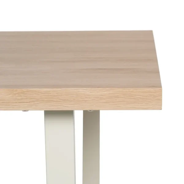 Mesa comedor rectangular pata recta metal crema