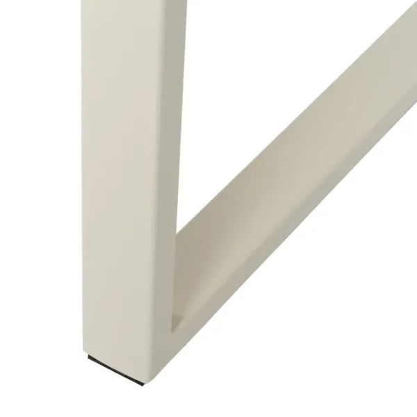 Mesa comedor rectangular pata recta metal crema