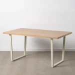 Mesa comedor rectangular pata recta metal crema