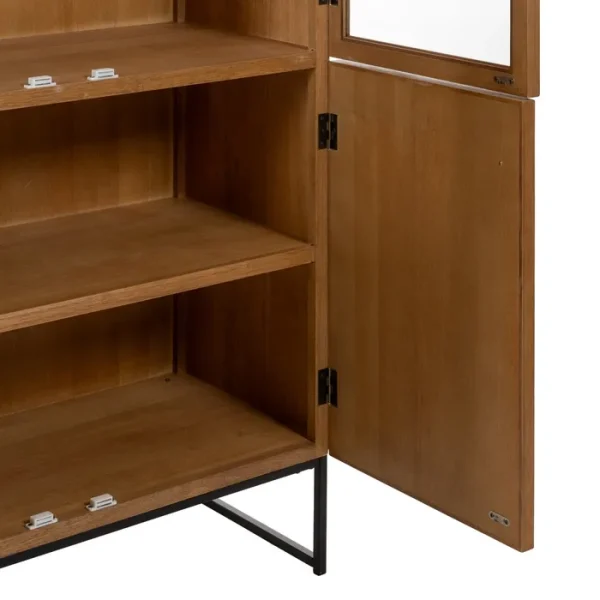 Descubre la funcionalidad y estilo con nuestra vitrina moderna: madera DM, 4 puertas y elegantes patas de metal.