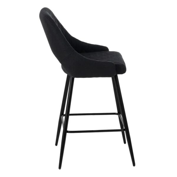 Perfil lateral del taburete negro con base metálica