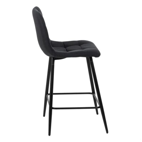 Perfil lateral del taburete negro con base metálica