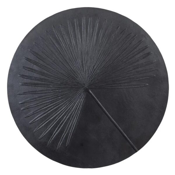 Imagen aérea de la mesa centro negra con diseño radial.
