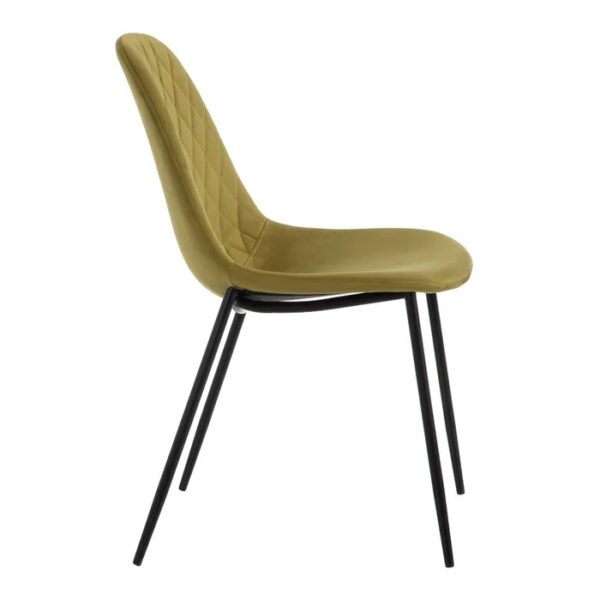 Silla verde en perfil mostrando respaldo y asiento