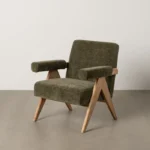 Butaca Artisa ergonómica para sala de estar o dormitorio, con estructura de madera y tapizado disponible en tres colores, diseñada para ofrecer máximo confort y estilo en el hogar.
