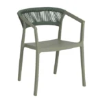 Silla de polipropileno con respaldo trenzado en cuerda, diseño original y moderno, disponible en varios colores en Artisa.