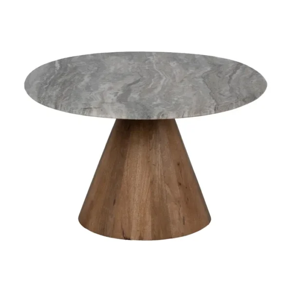 Set de mesa de centro de Artisa con diseño elegante, estructura de metal y acabado en piedra natural.