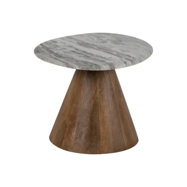Set de mesa de centro de Artisa con diseño elegante, estructura de metal y acabado en piedra natural.