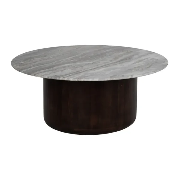 Set de mesa de centro de Artisa con diseño elegante, estructura de metal y acabado en piedra natural.