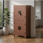 Mueble auxiliar Moka DM con tres cajones y compartimentos con puertas, color moka