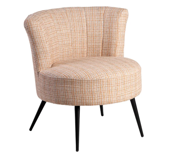 Sillón jaspeado de tejido y metal con diseño moderno