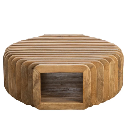 Mesa de centro de madera natural vista frontal