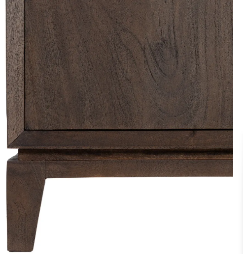 Mueble marrón de madera de mango con puertas y patas elevadas
