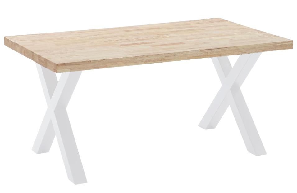 Mesa X-Loft con superficie en madera roble nordish y patas metálicas blancas