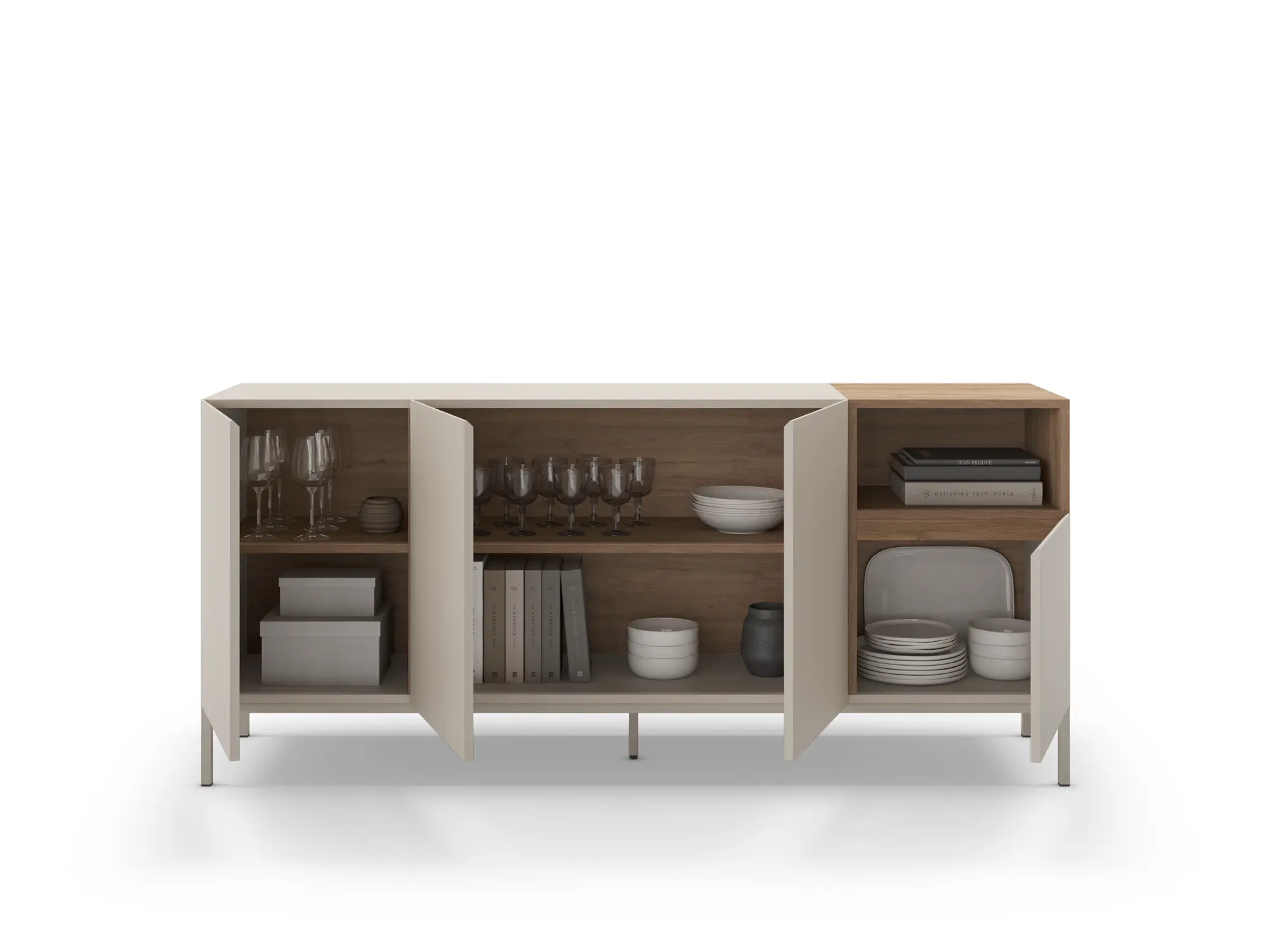 Bufet Aparador de madera y metal Cailin Crema 180cm - Imagen 2