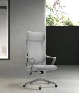 Silla de oficina ergonómica con ruedas, tapizada en textil resistente y confortable, diseñada para trabajar con comodidad y estilo en cualquier espacio de trabajo.