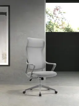 Silla de oficina ergonómica con ruedas, tapizada en textil resistente y confortable, diseñada para trabajar con comodidad y estilo en cualquier espacio de trabajo.