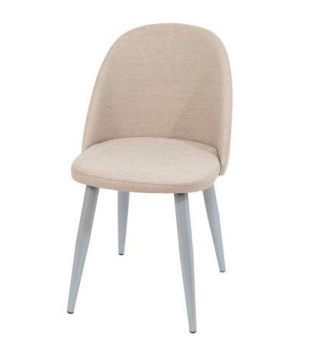 Silla modelo 020 tapizada Rigoletto arena con patas metálicas plata