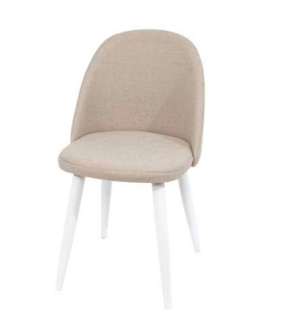 Silla modelo 020 tapizada Rigoletto arena con patas metálicas plata