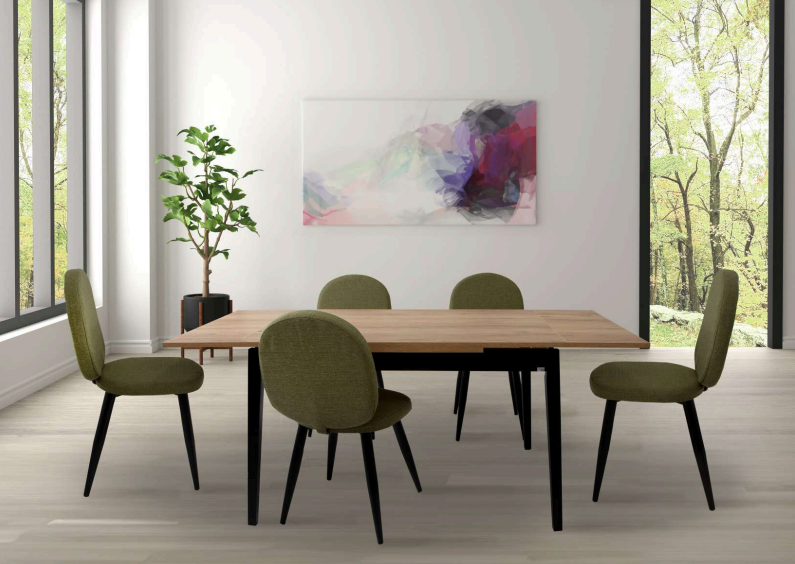 illa Modelo 019 tapizada Rigoletto Verde Oliva con patas metálicas negras