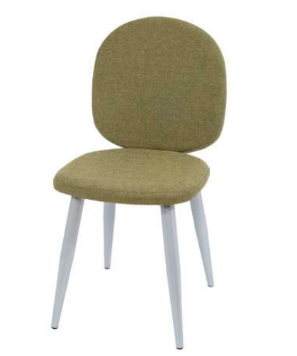 Silla Modelo 019 tapizada Rigoletto Verde Oliva con patas metálicas plata