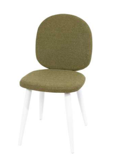 Silla Modelo 019 tapizada Rigoletto Verde Oliva con patas metálicas blancas