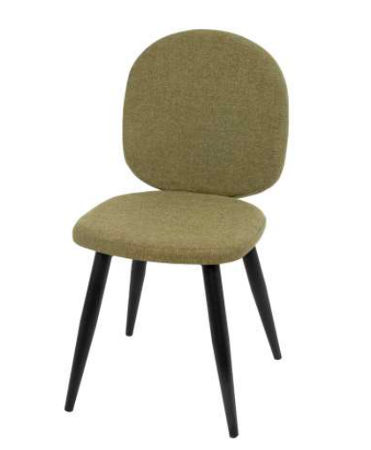 Silla Modelo 019 tapizada Rigoletto Verde Oliva con patas metálicas negras