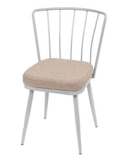 Silla Modelo 026 tapizada Rigoletto Taupe 05 con estructura metálica plata