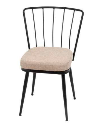 Silla Modelo 026 tapizada Rigoletto Taupe 05 con estructura metálica negra