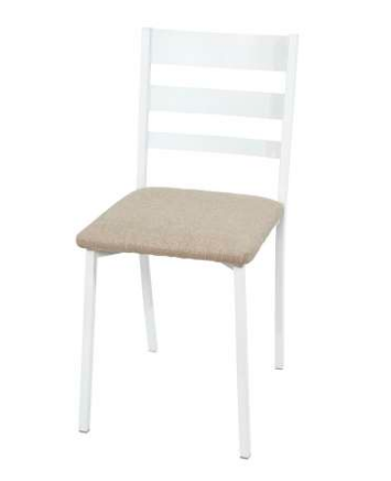 Silla Modelo 024 tapizada Rigoletto Arena 04 con estructura metálica blanca