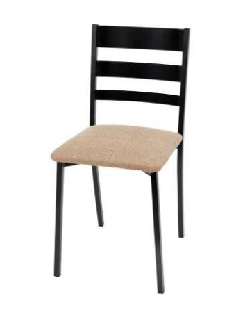 Silla Modelo 024 tapizada Rigoletto Moka 50 con estructura metálica negra