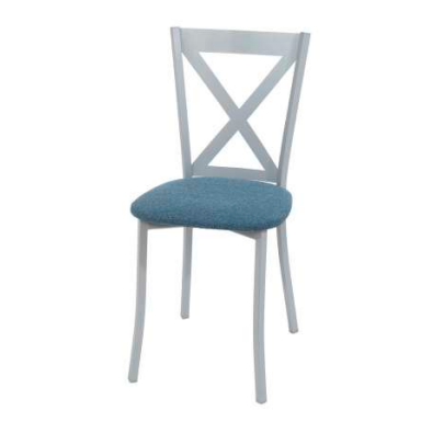 Silla Modelo 021 tapizada en Rigoletto Azul Petróleo 57 con estructura metálica plata