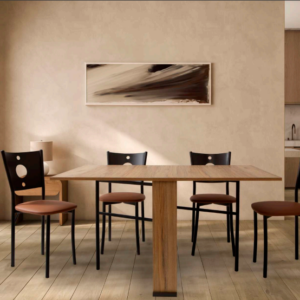 Silla Modelo 023 tapizada en Rigoletto Gris 19 con estructura metálica negra