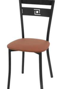 Silla Modelo 05 tapizada en Bering Cuero 11 con estructura metálica negra