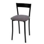 Taburete Modelo 112 bajo tapizado en Negro 29 con estructura metálica negra