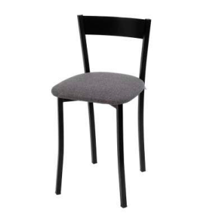 Taburete Modelo 112 bajo tapizado en Negro 29 con estructura metálica negra