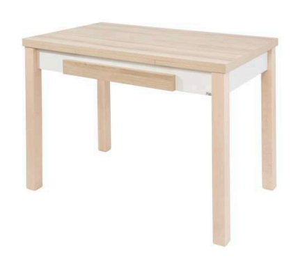 Mesa 320-M con encimera Roble Natural Light y patas en forma de madera en color natural.